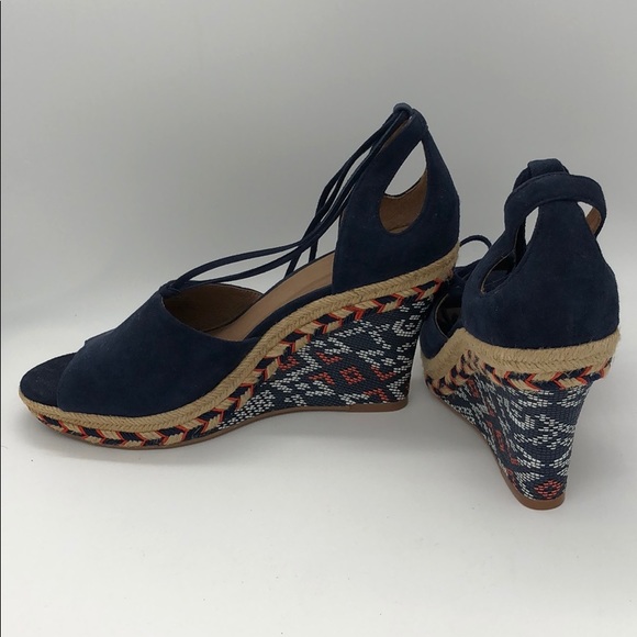 CAbi Navy Blue Isla Wedge Sandals Size 8.5 - Picture 2 of 4